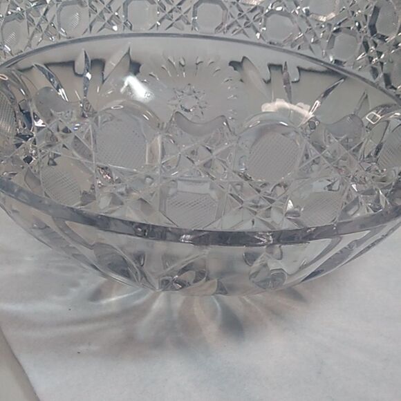 Vintage American Brilliant Cut Crystal Elegant Clear Glass Bowl Heavy - Picture 2 of 9